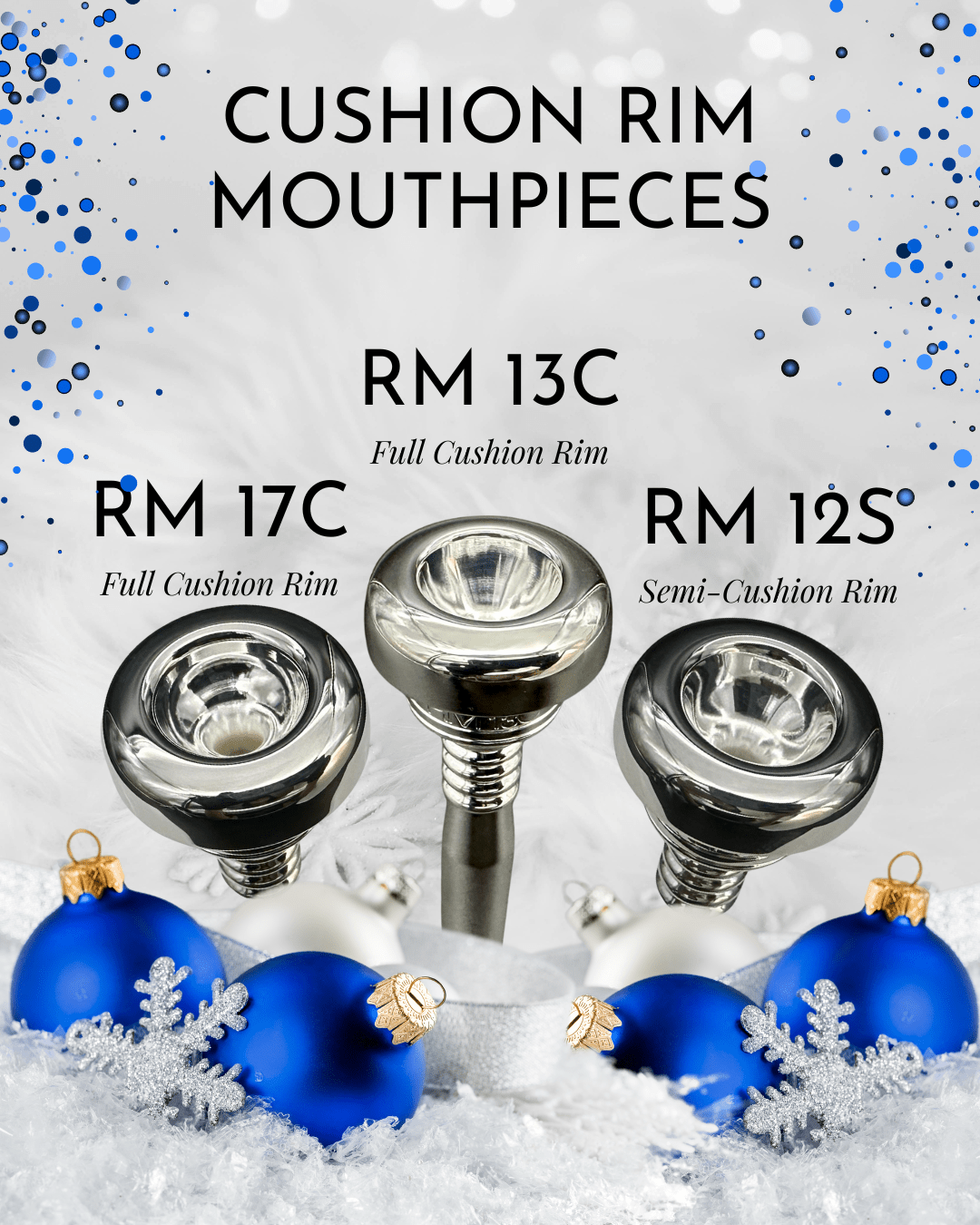 3 Cushion Rim trumpet mouthpieces from Legends Brass