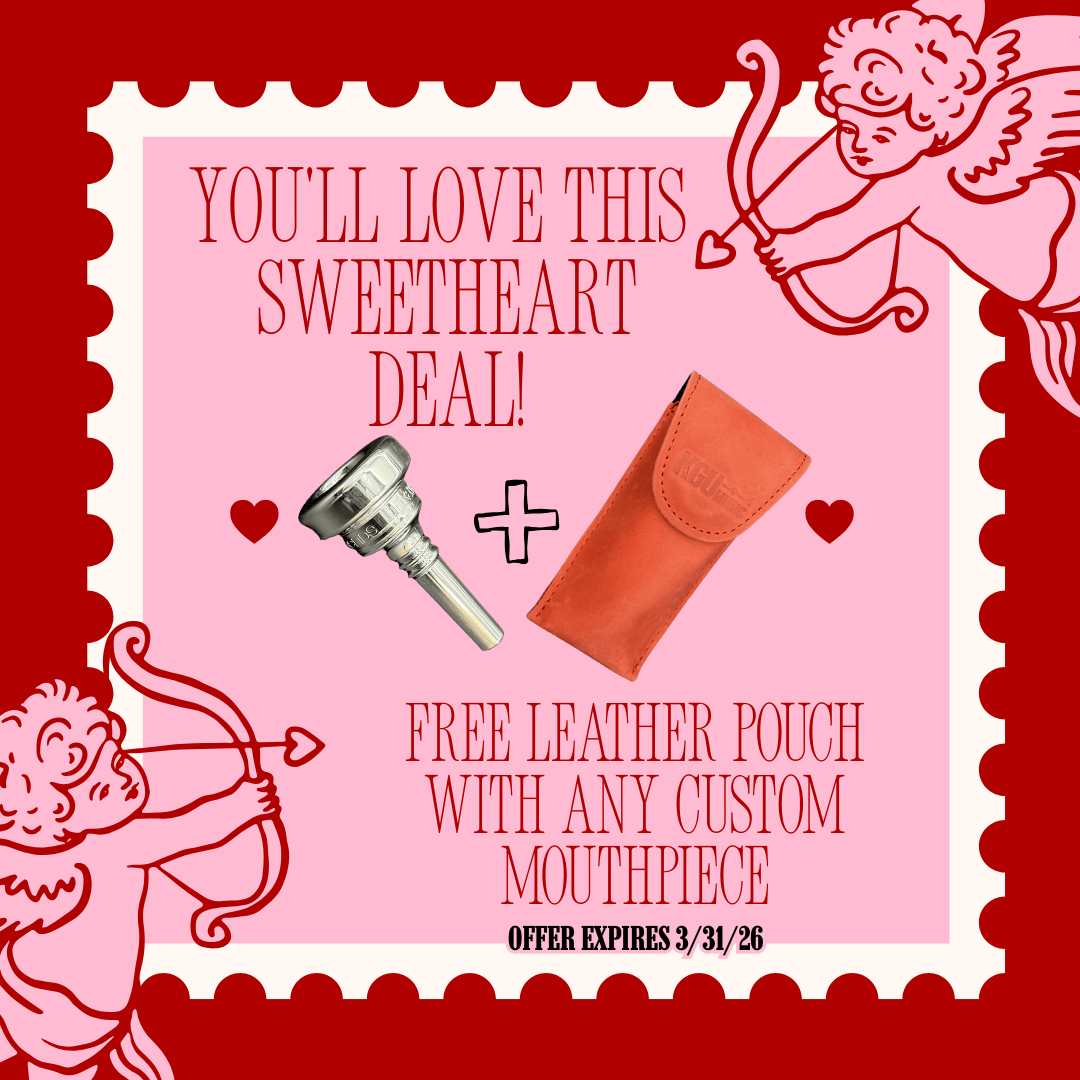 in stock now!-5 Free leather pouch with your custom trumpet mouthpiece order until 3/31/26. Offer good while supplies last.